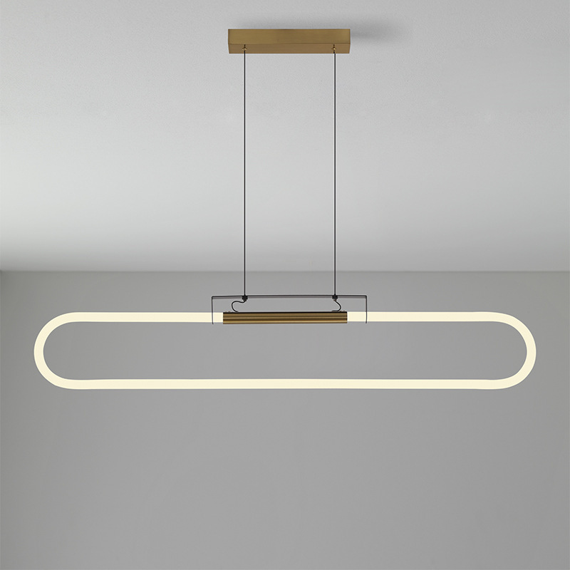 Personalidad del restaurante creativo nórdico tema lujoso simple lámpara de candelabrada de comedor viento geometría larga lámpara de restaurante ligera