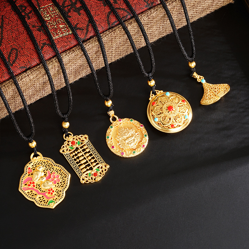 Nuevo multi-estilo de arena collar de oro Abacus bestia koi fu carácter colgante de los hombres y las mujeres de la joyería del estilo chino fábrica de suministro directo