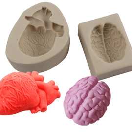 1节仿真器官心脏翻糖硅胶模具大脑蛋糕模具DIY滴胶烘焙模具