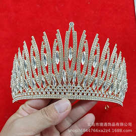 欧美奢华新娘公主白水晶合金皇冠婚礼生日外贸服饰配饰头饰品王冠