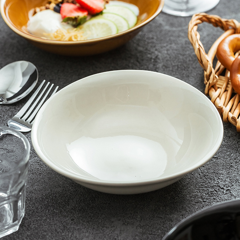 Breakfast Oatmeal Bowl Wholesale Household Ceramic Dessert Bowl Fruit Salad Bowl High-End Yogurt Bowl Steamed Egg Bowl