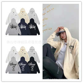 加绒一件代发新款连帽卫衣开衫拉链外套高版本潮牌情侣装批发