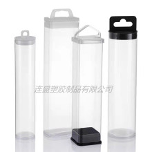 供应PVC透明方管 塑料PETG包装管 PET长方管配挂勾盖