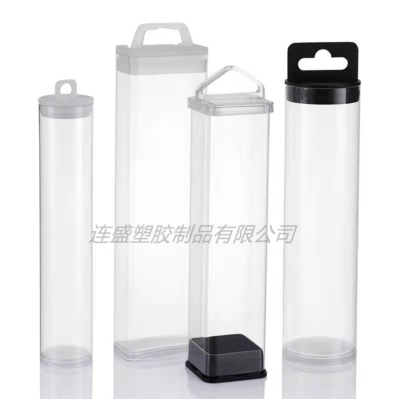 供应PVC透明方管 塑料PETG包装管 PET长方管配挂勾盖