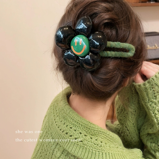 Mellard flores de boca de pato temperamento versátil cabeza trasera cabello de cabello de alta sensación de cabello de otoño y invierno