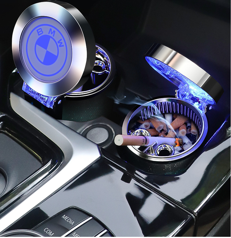Car Ashtray Hanging Personalized Creative Internet Celebrant Car Ashtray with Lid LED Light Car Ashtray