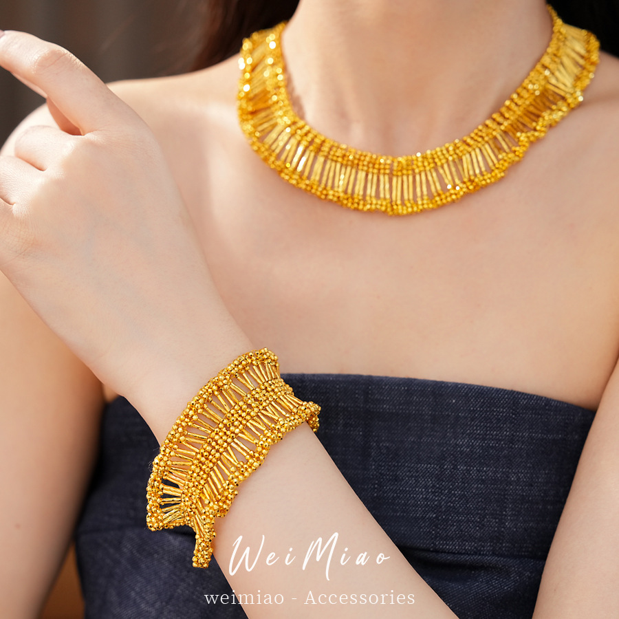 Europa y los Estados Unidos transfronterizos collar de encaje plegado ligero lujo nicho clavícula personalidad exagerada alta sensación conjunto de joyería al por mayor