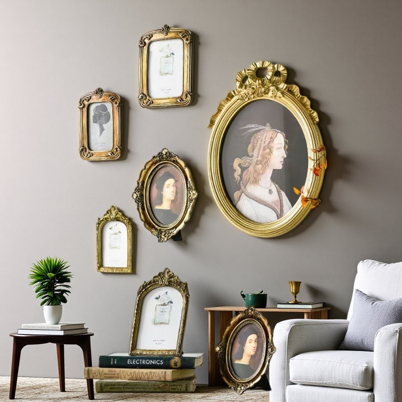 European-Style Vintage Distressed Gold Photo Frame, French-Style Carved Frame for Tabletop or Wall Hanging, Light Luxury Decorative Mirror Frame and Picture Frame European-Style Vintage Distressed Gold Photo Frame, French-Style Carved Frame for Tabletop or Wall Hanging, Light Luxury Decorative Mirror Frame and Picture Frame