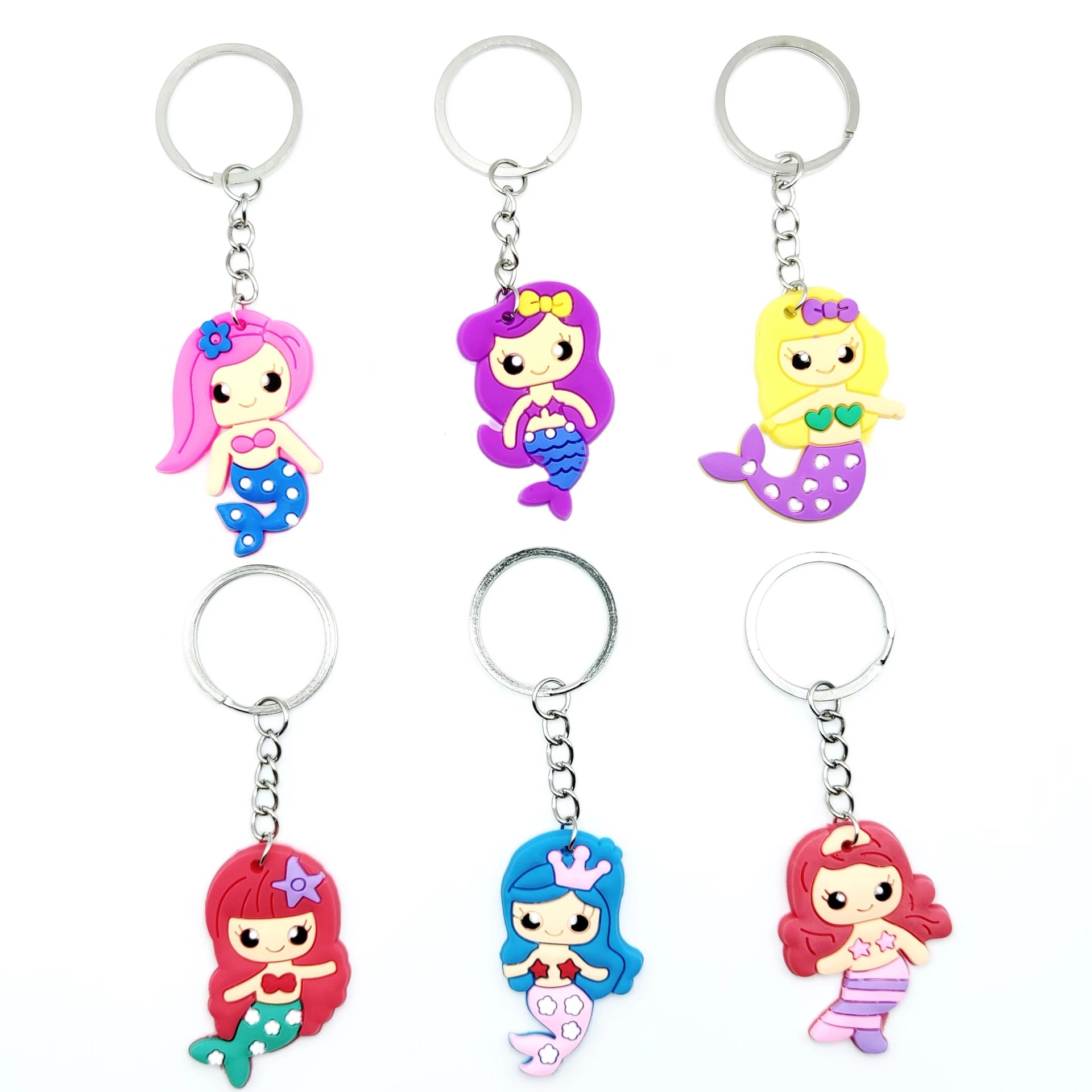 亚马逊跨境新款动漫卡通美人鱼钥匙扣 PVC软胶钥匙扣汽车箱包挂件