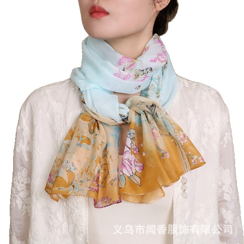 Elegant light and thin breathable shiffon keep warm scarf