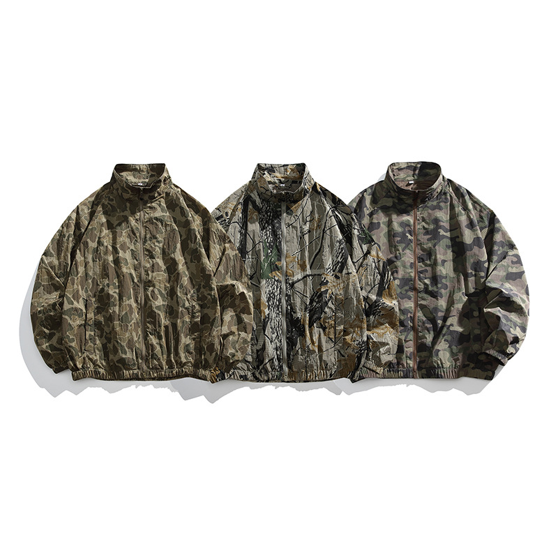 New American Retro Camouflage Sun Protection Clothing Men's and Women's Summer Thin Ice Silk Quick-drying Fishing Sun Protection Clothing Jacket for Men