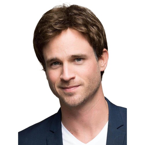 Foreign trade European and American hot-selling men's wigs, men's short hair wigs, brown wigs with side-parted bangs, one-piece drop shipping