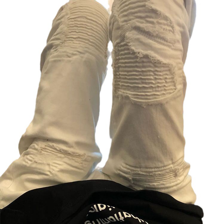 Men's Clothing high street fog style trend hole pleated jeans men and women the same style all match casual all match_voghion.com