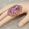Retro big glossy crystal, adjustable ring for beloved, European style, with gem