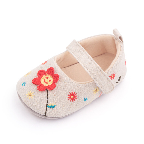 Spring and Autumn Little Flower Baby Princess Shoes Embroidered Baby Shoes Baby Shoes Soft Sole Toddler Shoes 2590