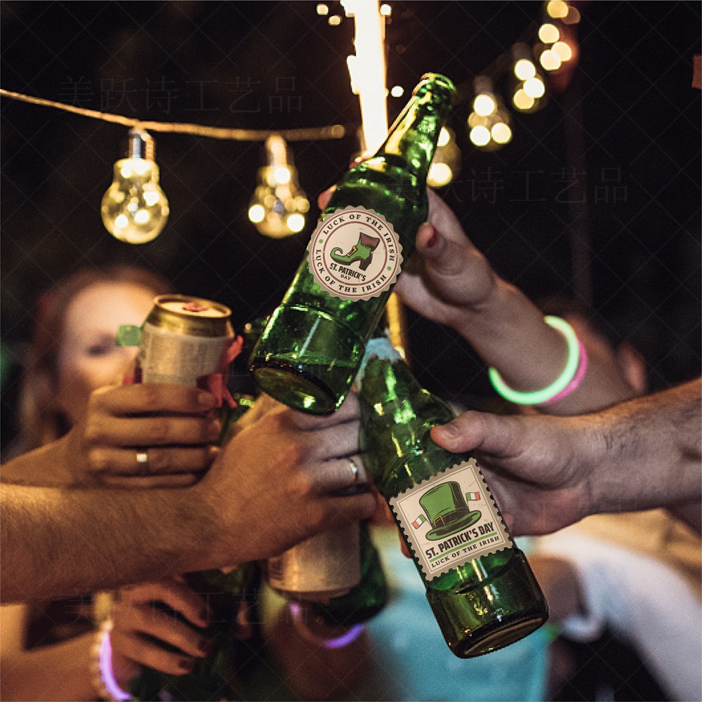 Día de San Patricio del Amazonas decorativo botella de vino pegatinas Festival irlandés etiqueta adhesiva