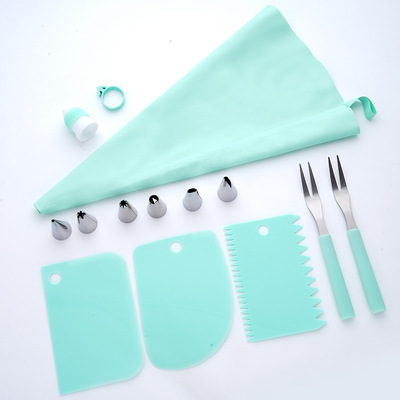 New cross border 14 Set of parts Stainless steel Decorating mouth suit tpu Cream gel Decorating Bag Large DIY Baking Tools