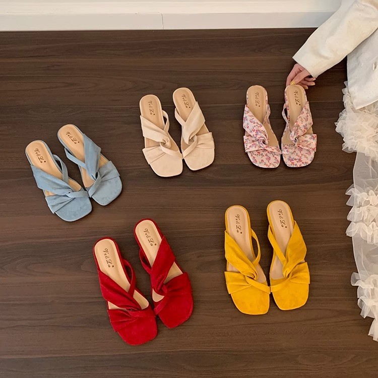 Sandalias y zapatillas de cuña de primavera y verano, sandalias de punta abierta, zapatos de mujer, zapatos de playa de verano, sandalias francesas, tacones altos