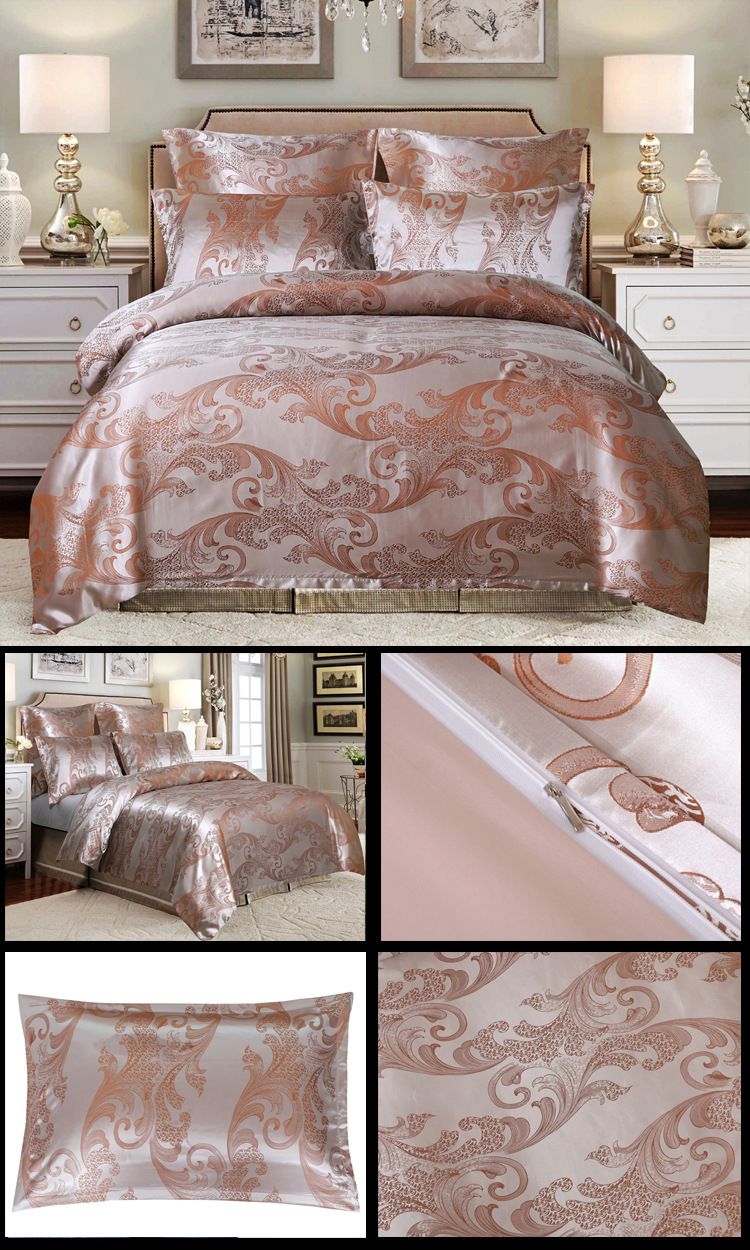 Set copripiumino jacquard in raso stile europeo da tre pezzi, Nantong_voghion.com