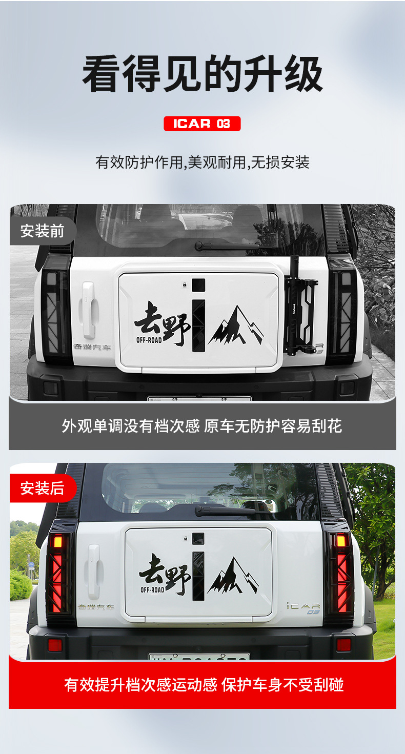 Specially used for Chery icar03/03t taillight cover rear bar fog lamp frame protective cover appearance modification blackening accessories