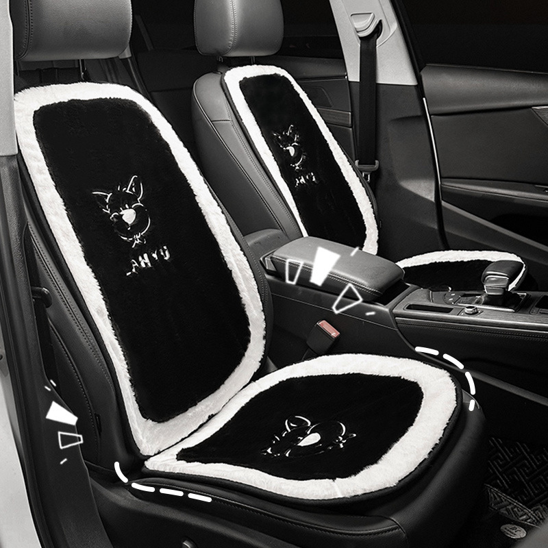 Høst- og vinterbilsetepute kreativ bilsetepute kaninhår søt tegneseriehund bil varmt, sklisikkert setetrekk_voghion.com