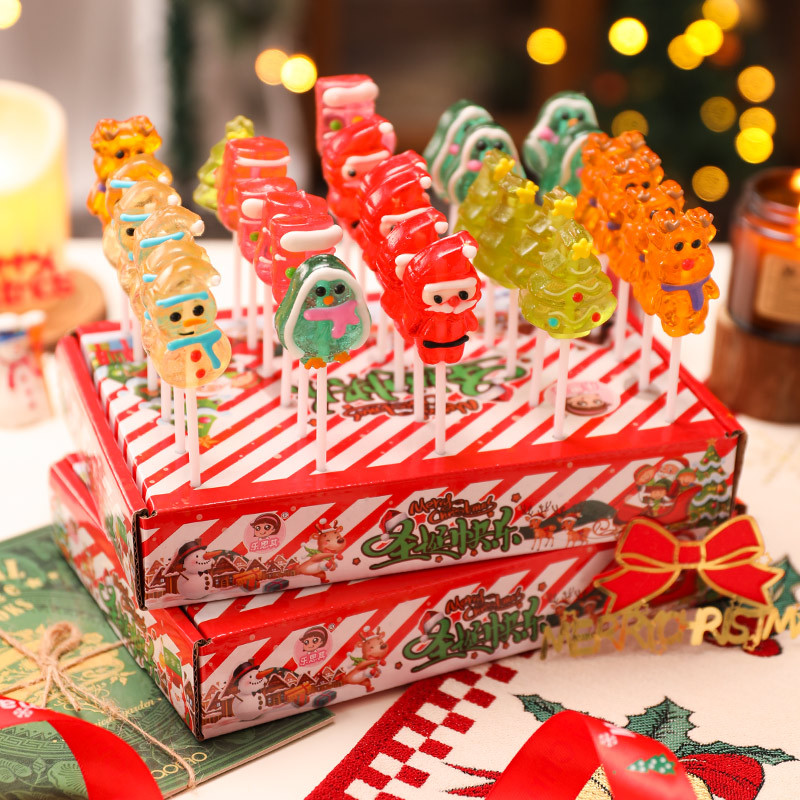 Christmas New Christmas Fudge Internet Popular Creative Cute Old Man Snowman Tree Shape Juice Mixed Fruity Boxed