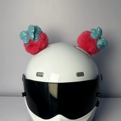 Helmet Decoration with Three-Dimensional Butterfly Motosiklet dəbilqələri - rose-red-blue