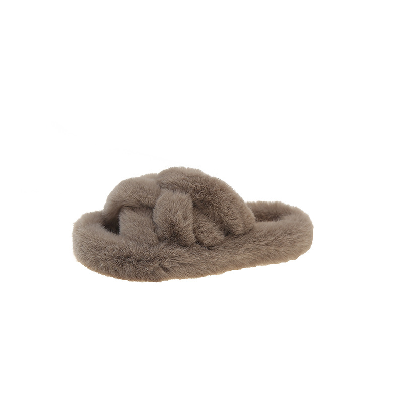 Una grande generazione di capelli, intrecci di pasta fritta, pantofole di peluche comode con suola spessa interna, pantofole di peluche in cotone_voghion.com