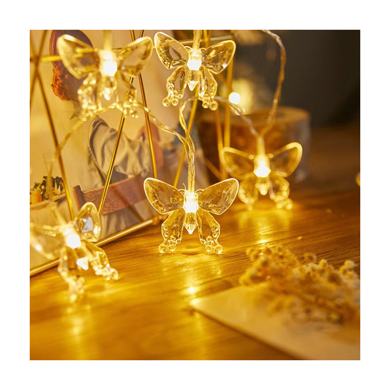 Nuevo LED nueva lámpara de mariposa parpadeo lámpara de cadena de luces de atmósfera decoración lámpara de color colgante lámpara galvanizada iluminación de cadena de boda