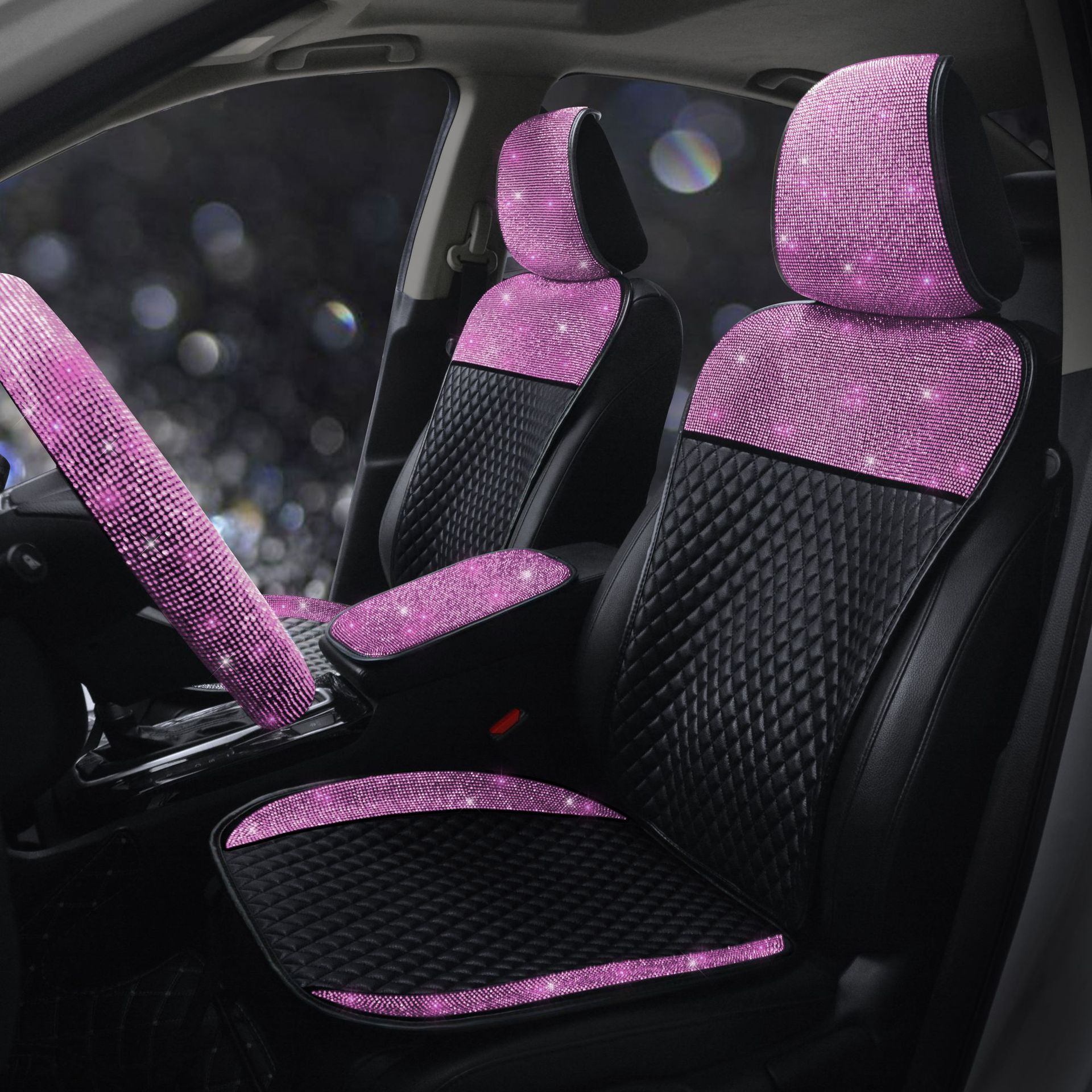 Universal Car Seat Cushion Leather Diamond-Encrusted Car Seat Cover Dropshipping Universal Model for All Seasons Cross-Border E-Commerce