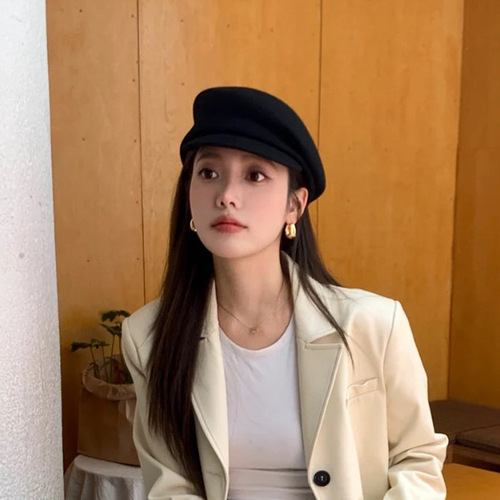 fever same style hat women's autumn and winter wool beret French retro sheep felt hat British painter hat newsboy hat