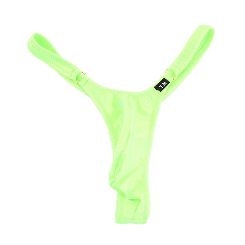 Men's thong high elastic thin ice silk sexy U convex Bag Men's thong with loop low waist breathable Men's T pants