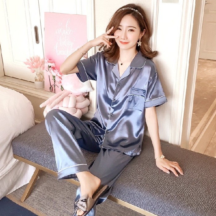 가디건 반팔 긴바지 - 안개빛 블루