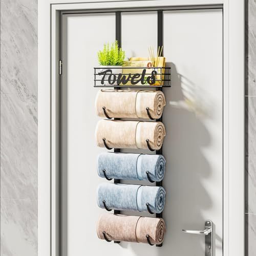 Cross-Border Wall-Mounted Dual-Purpose Towel Rack, 6-Layer Roll Towel Storage Rack, Black Metal Basket for Bathroom and Rv Use Cross-Border Wall-Mounted Dual-Purpose Towel Rack, 6-Layer Roll Towel Storage Rack, Black Metal Basket for Bathroom and Rv Use