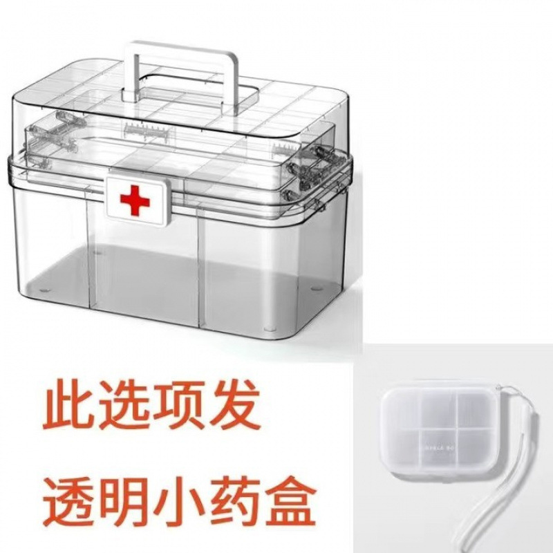 薬箱多層薬箱家庭用大容量フルセット緊急医療薬収納透明|undefined