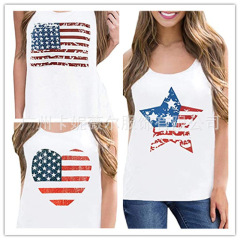 ebay亞馬遜wish2024歐美夏季女裝時尚 數碼印花 休閒寬鬆潮流背心