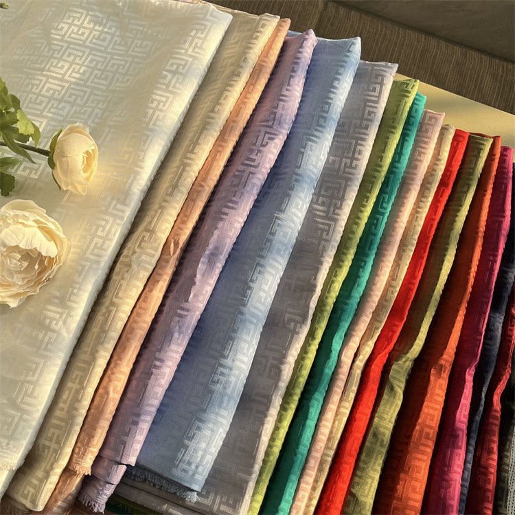 春夏女装时装素雅国风系列梭织涤纶提花面料连衣裙旗袍头巾衬衫布