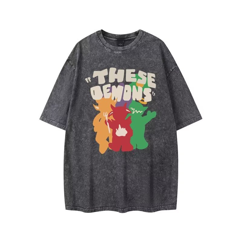 Summer retro cotton trend cartoon sports short sleeve T-shirt