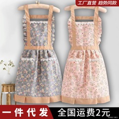 エプロンキッチンお姫様家庭用防油専用飲食料理ネット赤作業服カバー女性の新しい服が腰を囲んでいる