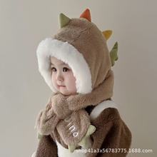 儿童婴儿帽子冬季秋冬宝宝围巾一体绒帽婴幼儿加厚保暖加绒护耳
