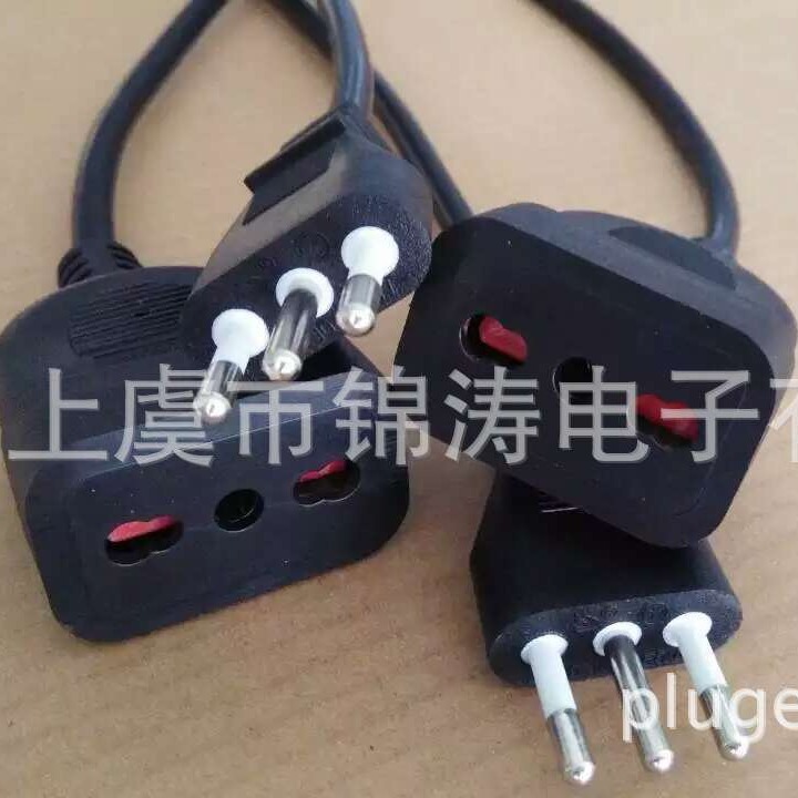 IMQ认证 意大利插座电源线 意大利三芯尾插 意大利三芯延长线插头