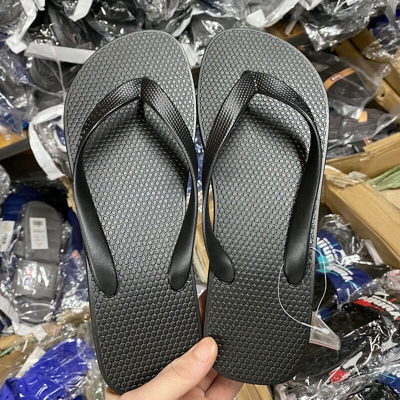 Xibujia 1158 Pure Black Men's Flip-Flops Korean Style Trendyy Beach Open-Toe Soft Sandals
