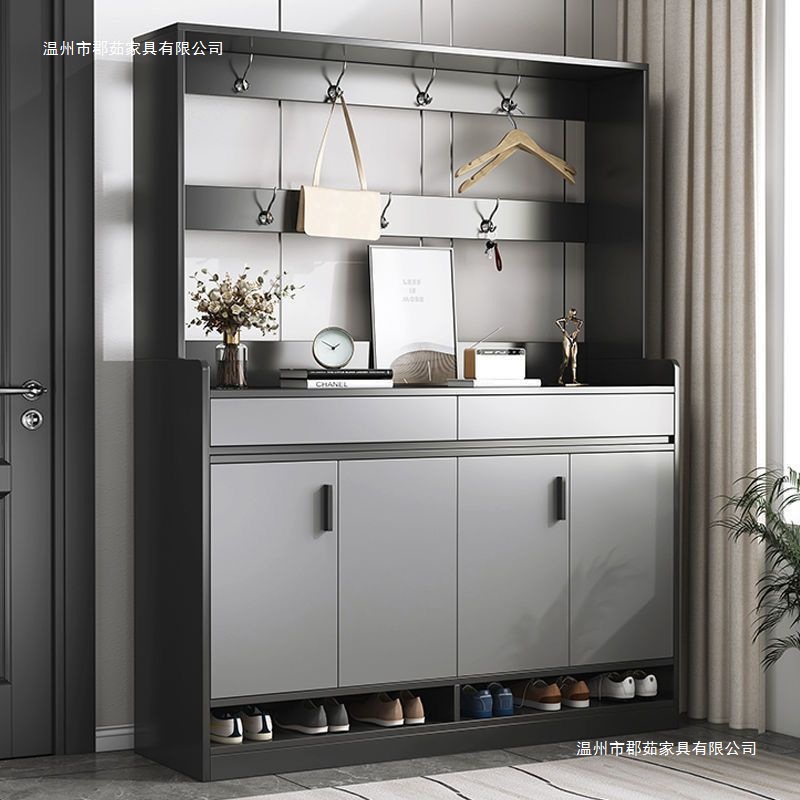 Shoe Cabinet Shoe Rack Entrance Door High-End New Light Luxury Shoe Cabinet Home Sturdy and Durable Entry Door Hanging Clothes Combination