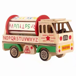 New wooden children's educational toy car simulation model engineering car ornaments small toy stall wholesale factory