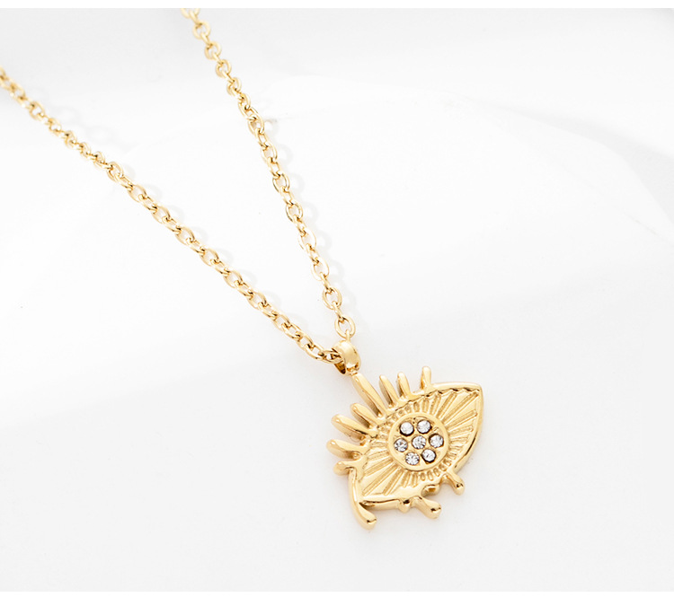 Stainless Steel Devilu0027s Eye Shaped Pendant Necklace Earrings Bracelet Ring Four-piece Set