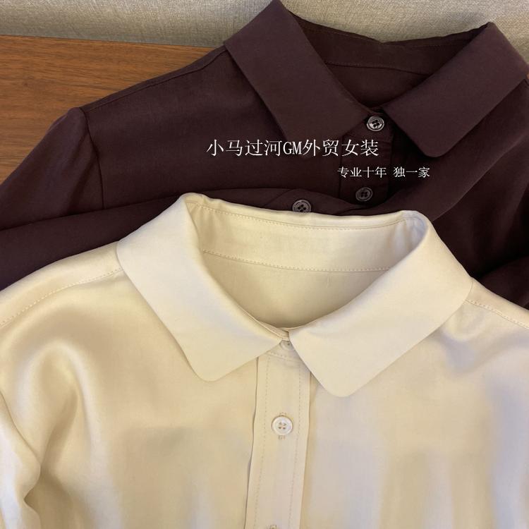 Wo in the original factory! The upper body is absolutely stunning, with a pole-grade matte Tencel lapel long sleeve solid color temperament shirt.