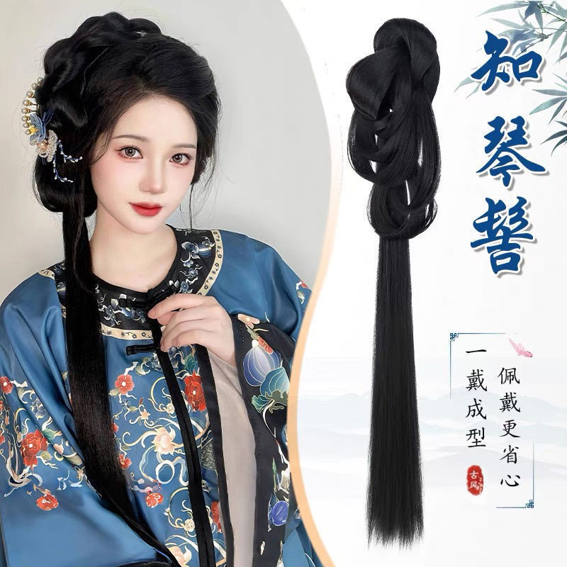 古装汉服假发一体式清汉女造型假发髻盘发古风头饰发包古风汉服发|undefined