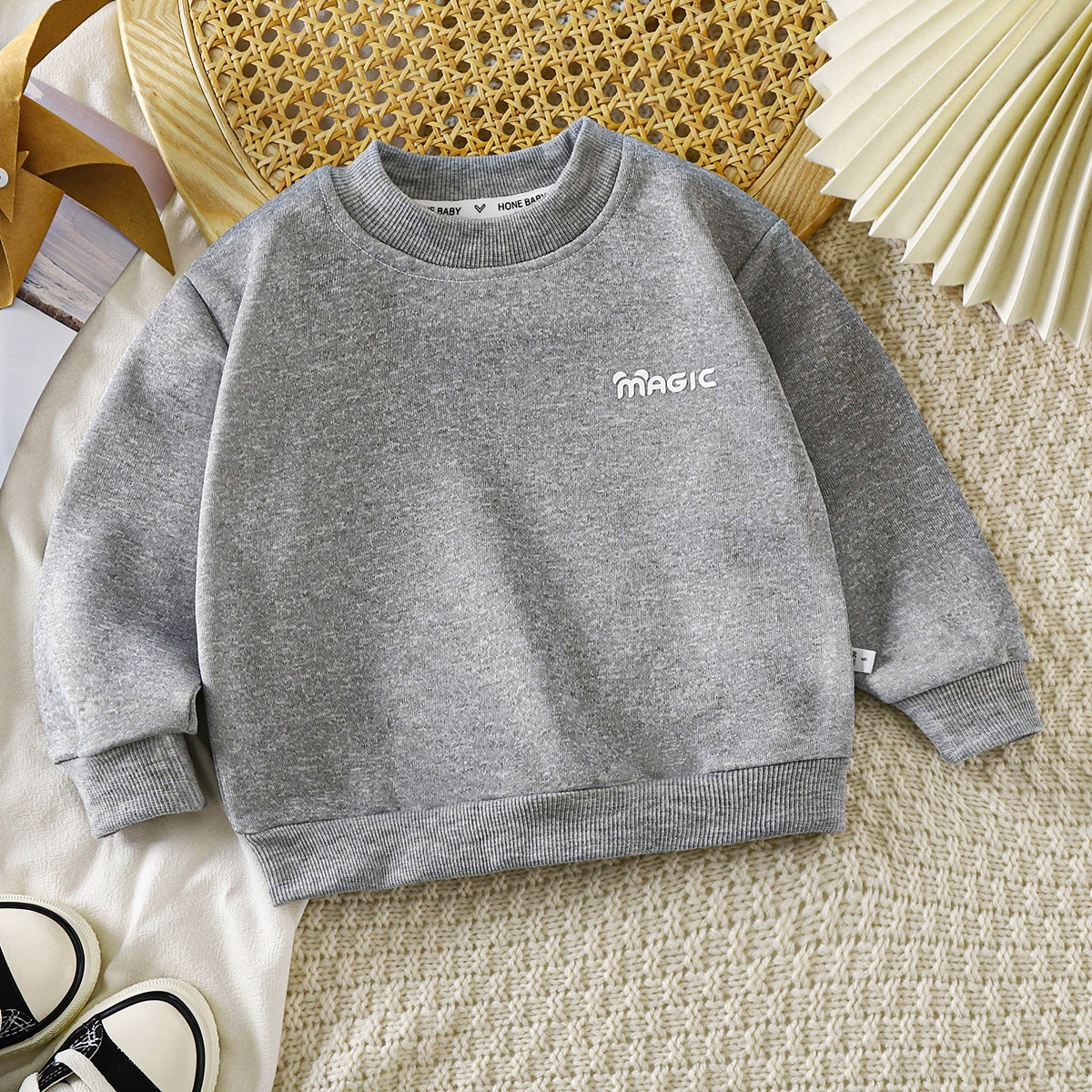 Children's sweatshirt unisex autumn, western/Korean style, sizes 80–140 cm, pink/beige/gray