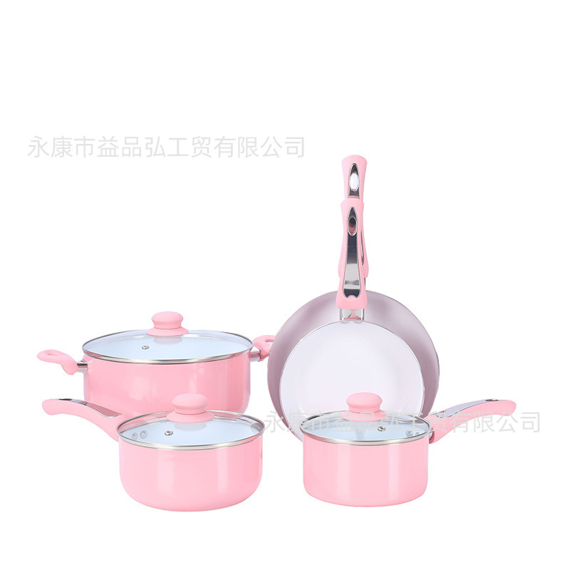 Juego de utensilios de cocina de aluminio antiadherente sartén sopa olla leche olla hogar olla traje al por mayor