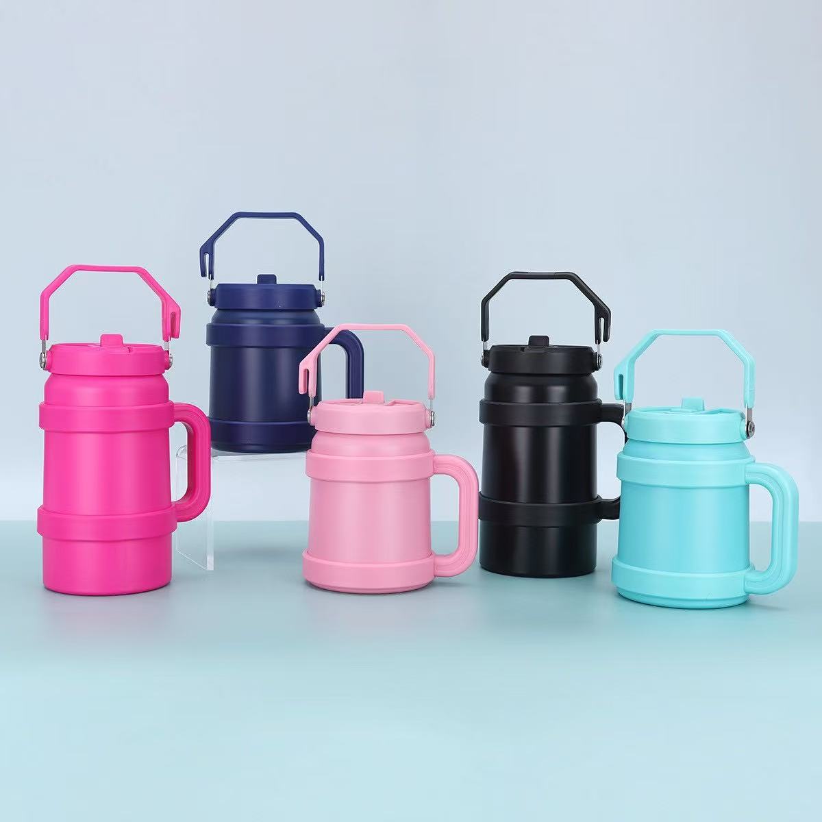 Portable al aire libre 50oz Toneladas Toneladas Toneladas Taza de paja de almacenamiento en frío de gran capacidad Mango Copa Bingba Taza termo de acero inoxidable 304